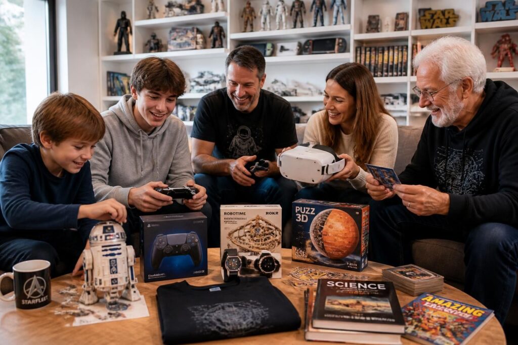 découvrez des idées de cadeaux pour geeks, adaptées à tous les âges, pour faire plaisir à coup sûr aux amateurs de technologie et de jeux vidéo.