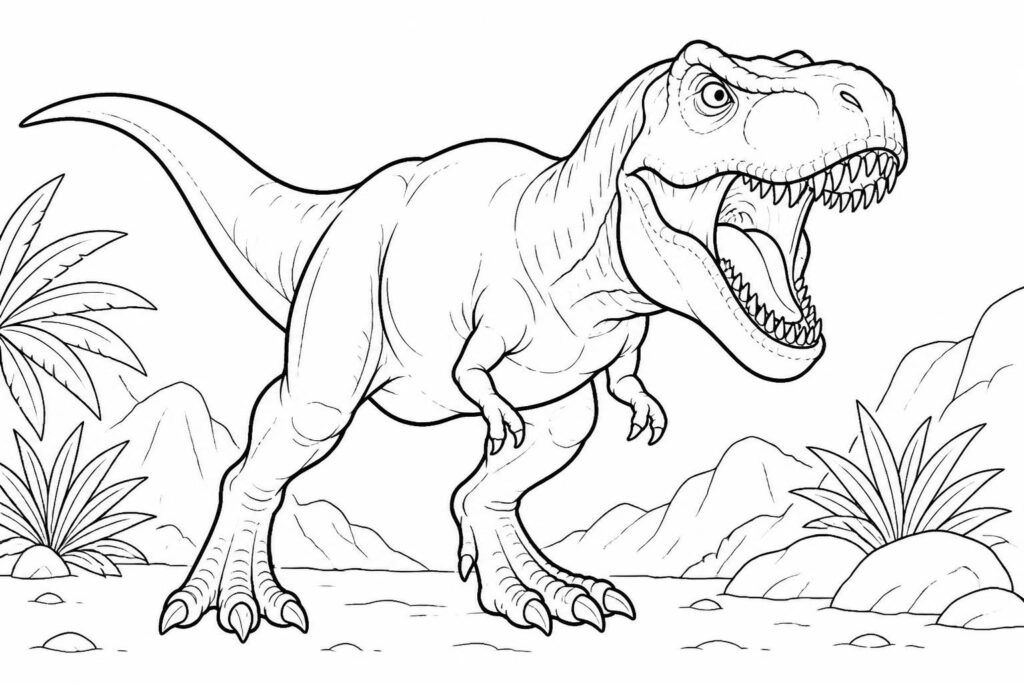découvrez notre dessin de dinosaure facile à colorier, parfait pour les enfants fans de jurassic world. amusez-vous à colorier vos créatures préhistoriques préférées en toute simplicité !